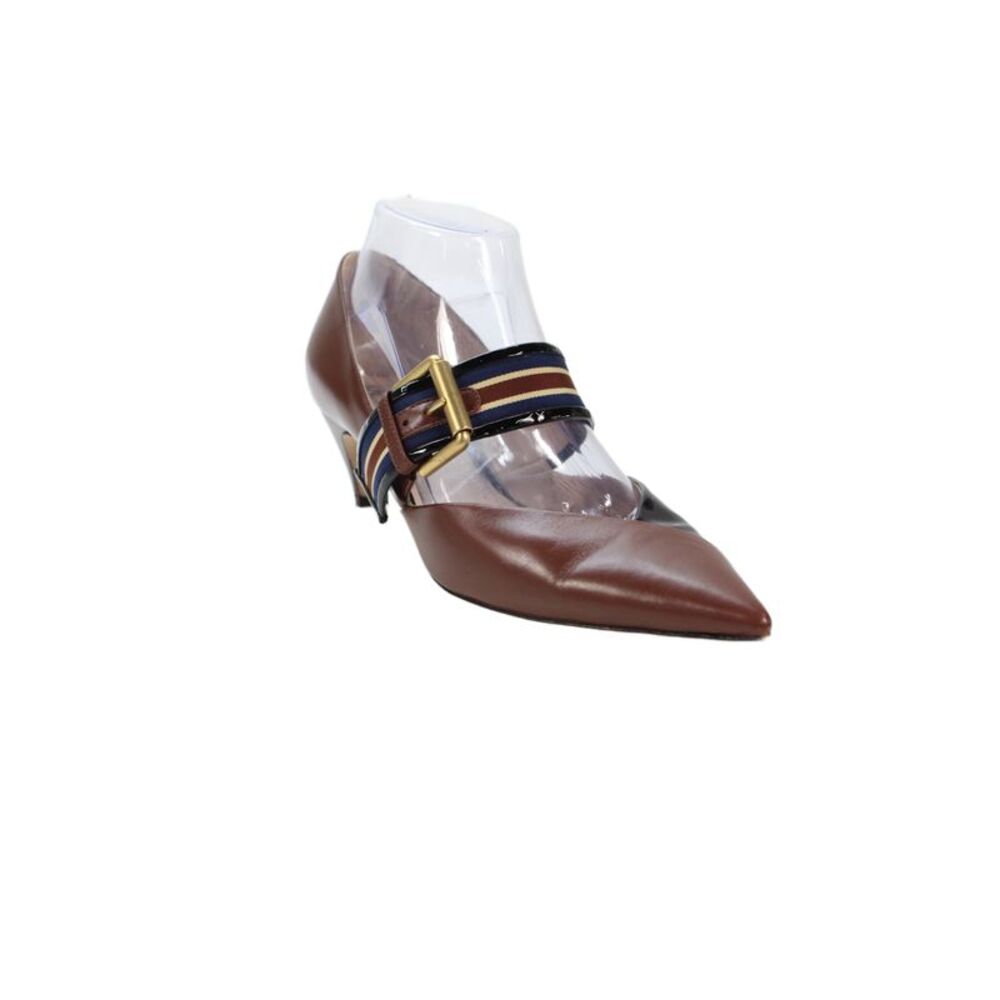 Rodo Womens Leather Colorblock Buckled Strap Heels Brown Size 8